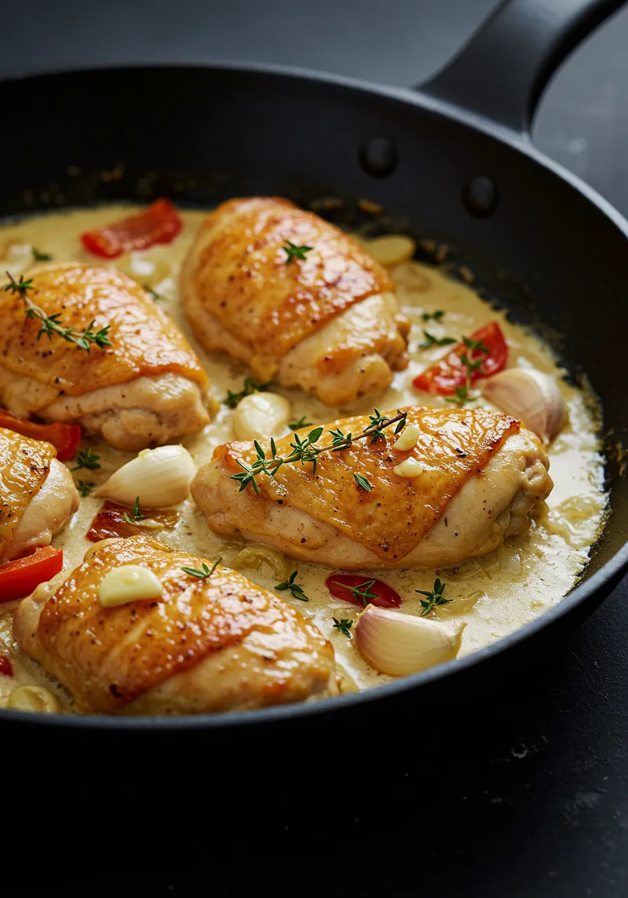 One-Pan Creamy Garlic Chicken Skillet